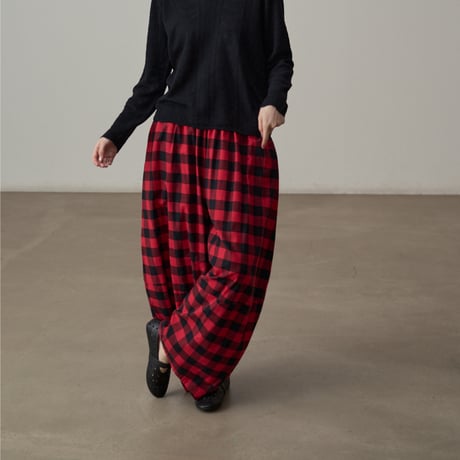 soft check volume pants　un1836