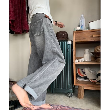 roll-up wide denim pants /2color　un1129