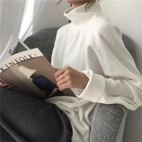 high neck rib knit /2color　un1309
