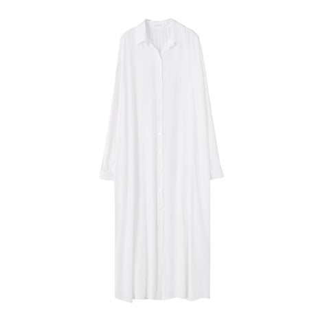 front button long shirt one piece dress　un1342