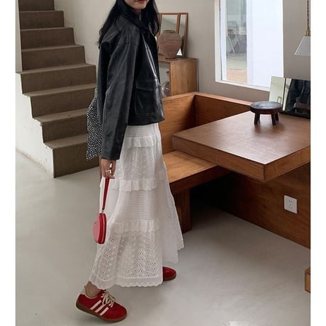 patchwork tiered skirt　un1147