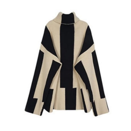 bicolor asymmetry design knit　un1314