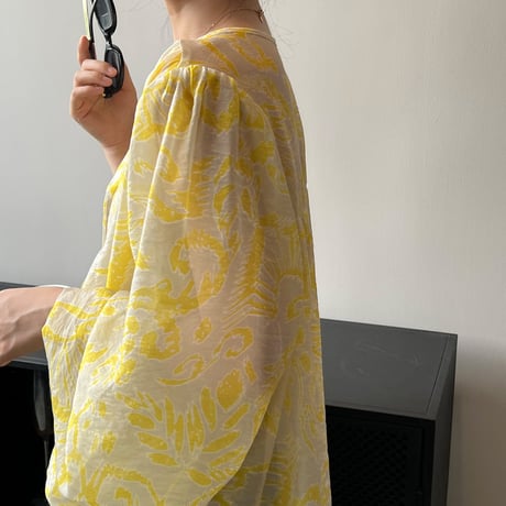 flower print sheer blouse　un1040