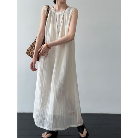 airy gauze sleeveless dress　/2color　un2098
