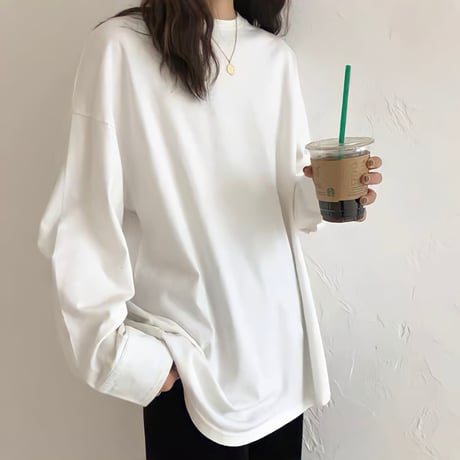 round neck cuffs long t-shirt /2color　un1065