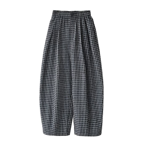 check pattern balloon wide pants　un2035