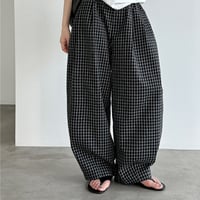 check pattern balloon wide pants　un2035