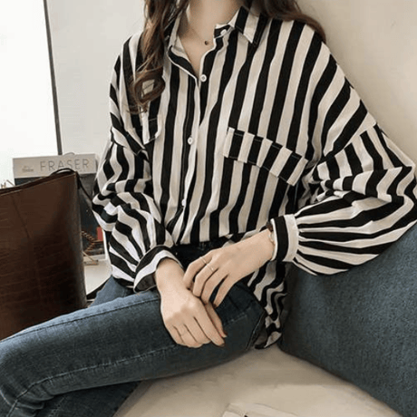 thick striped shirt /2color　un1603
