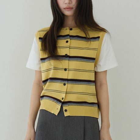 stripe knit T-shirt　/2color  un1773