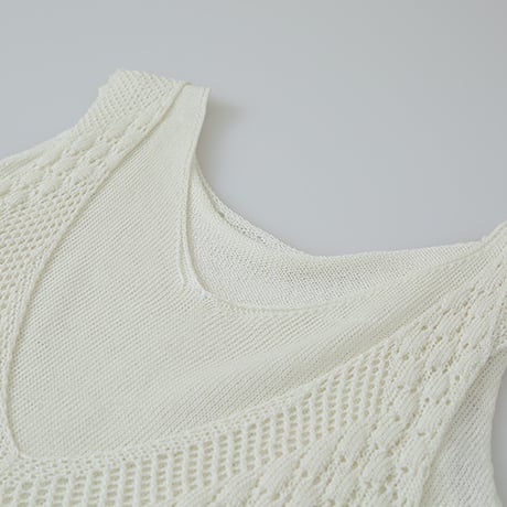 crochet knit layered vest　/2color　un1901