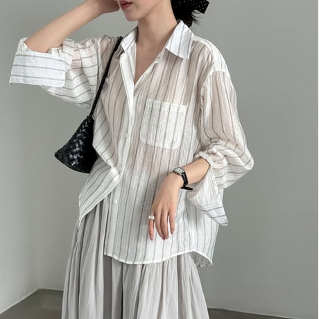 sheer stripe shirt　/2color　un2094