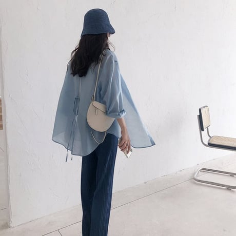 back open design shear shirt /5color　un1026