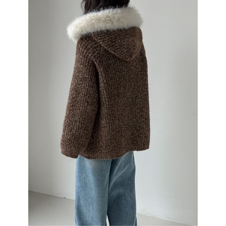 fur-trimmed hoodie /2color　un1712