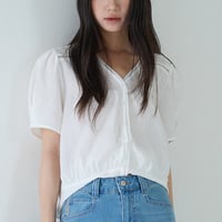 lace trim puff sleeve blouse　/2color　un2062