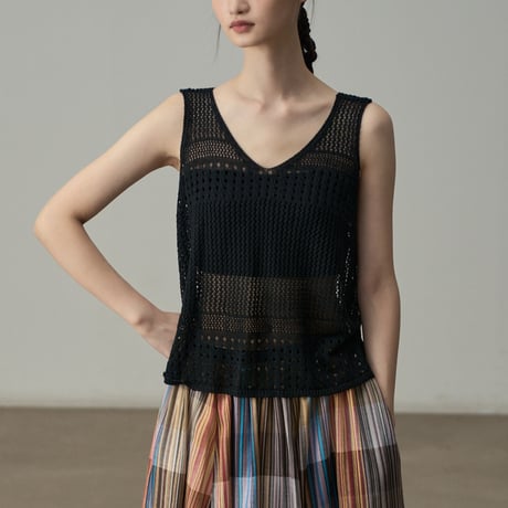sheer knit tank top　/2color　un1846