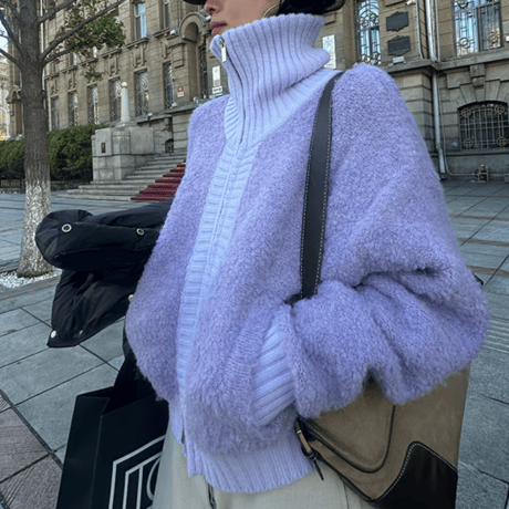 high neck loose cardigan /2color　un1526