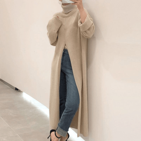 high neck front slit pull over /2color　un1487