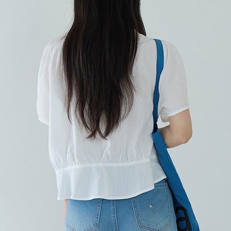 lace trim puff sleeve blouse　/2color　un2062