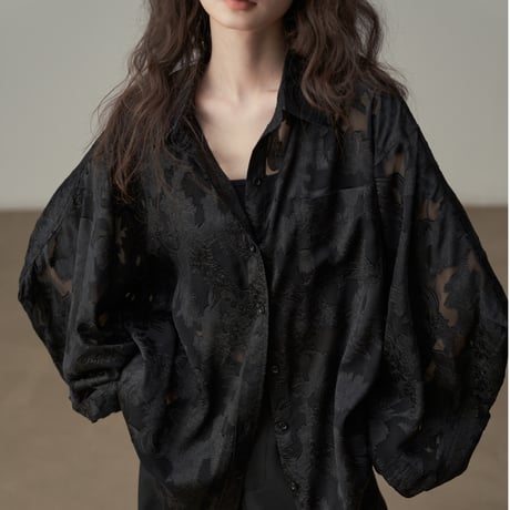 shadow jacquard loose shirt　/2color  un1794