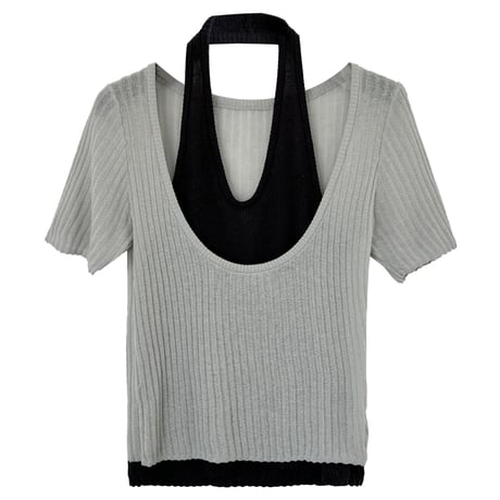 layered halter knit top　/5color　un2020