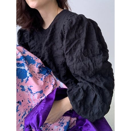 puff sleeves shirring blouse /3color　un1297