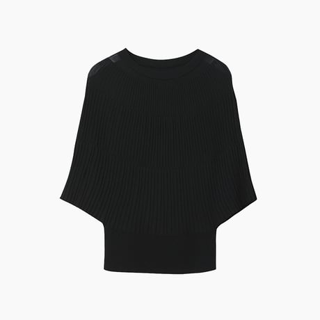 rib knit puff sleeve top　/3color　un1900