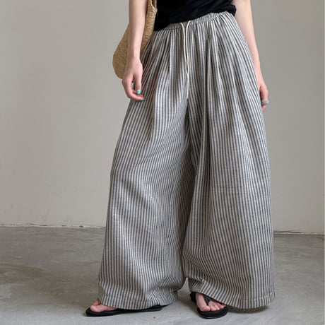 pinstripe relaxed wide pants　/2color　un2056