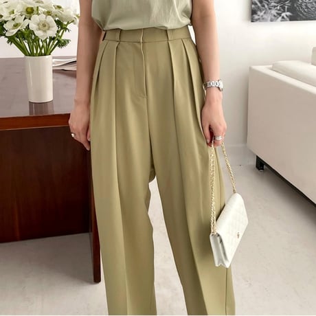 high waist center press pants /3color　un1402