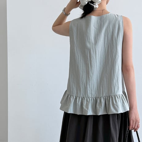 frill hem sleeveless blouse　/3color　un2043