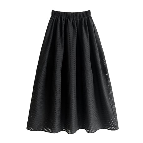sheer check flare skirt　/2color　un2016