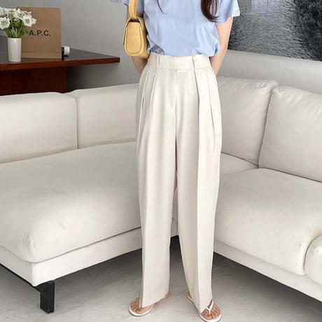 high waist center press pants /3color　un1402