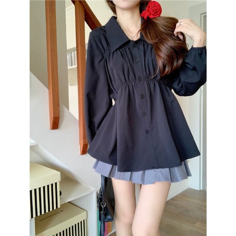 gathered blouse　/4color　un1758