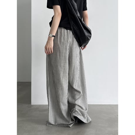 stripe relaxed wide pants　un2047
