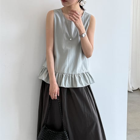 frill hem sleeveless blouse　/3color　un2043