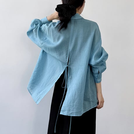 back ribbon sheer shirt　/3color　un2046