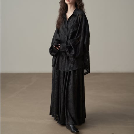 shadow jacquard loose shirt　/2color  un1794