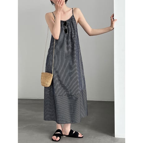 stripe airy camisole dress　/2color　un2111