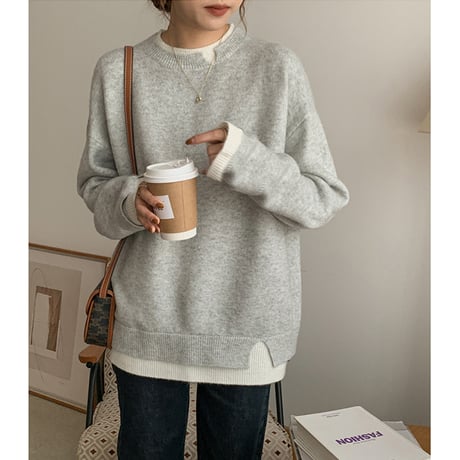 layered knit tops　un1490
