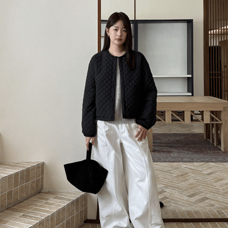 collarless cotton jacket /3color　un1637