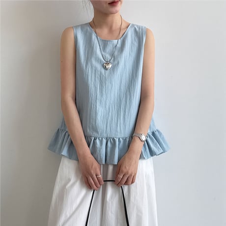 frill hem sleeveless blouse　/3color　un2043