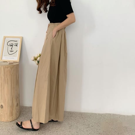 wide pleated pants /2color　un1168