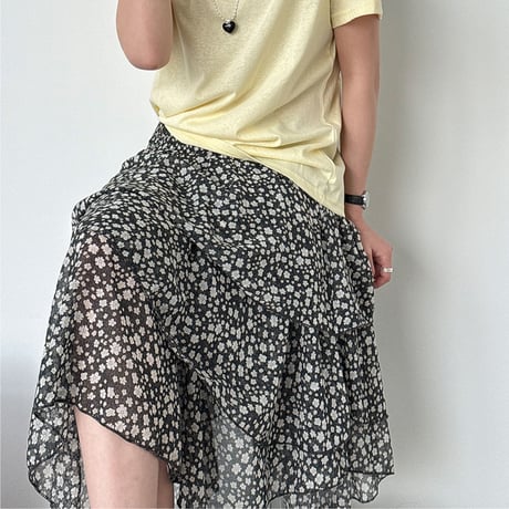 floral tiered midi skirt　/2color  un1986
