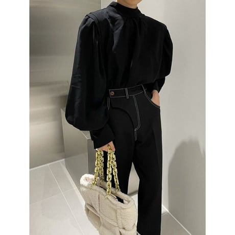 back button tuck blouse /3color　un1325