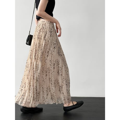 muse pleats leopard skirt　un2099