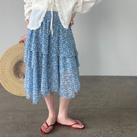 floral tiered midi skirt　/2color  un1986