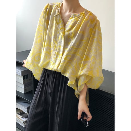 flower print sheer blouse　un1040