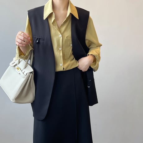 loose silhouette vest /2color　un1007
