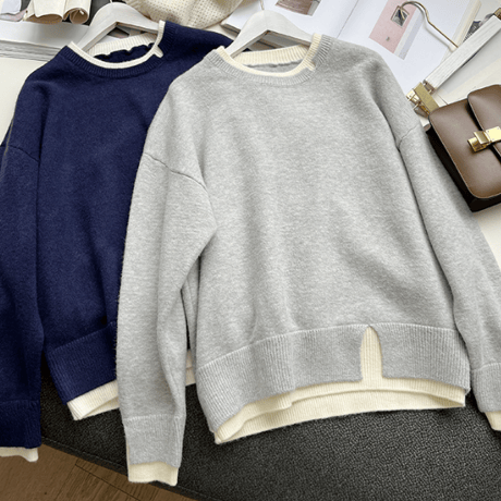 layered knit tops　un1490