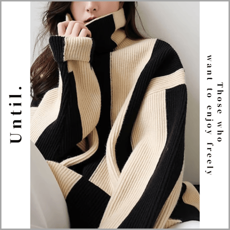 bicolor asymmetry design knit　un1314