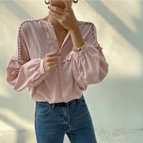 mini frilled blouse /2color　un1537